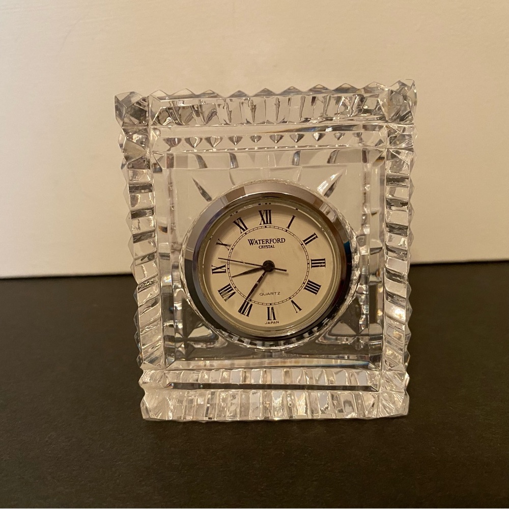 WATERFORD CRYSTAL CLOCK RECTANGLE QUARTZ BATTERY SIGNED IRELAND HOME DECOR